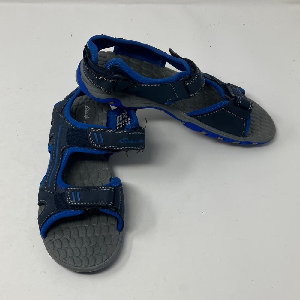Eddie Bauer Sandals "Camden" Size 4 Youth Blue and Gray. Adjustable Straps.